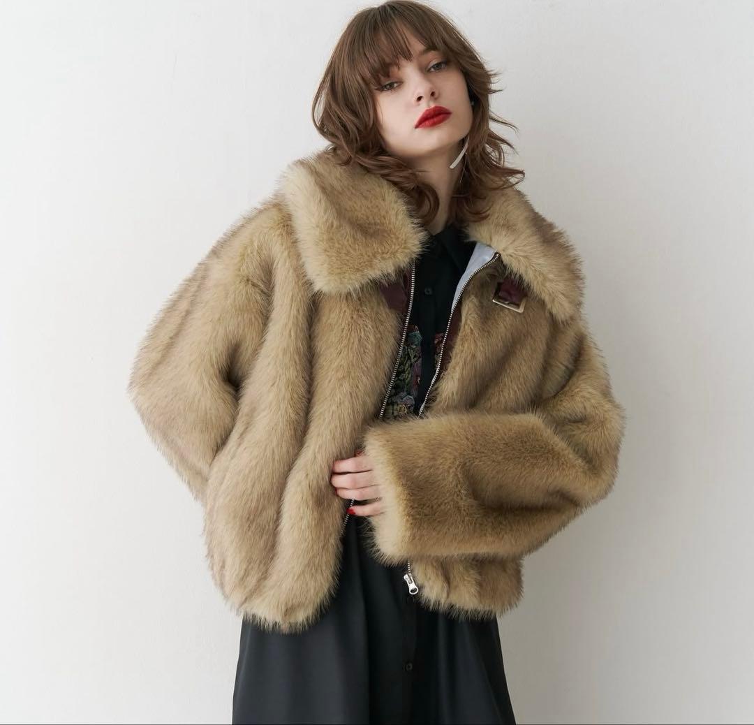 jouetie ジュエティ ベルトミドルファーコート ブラック