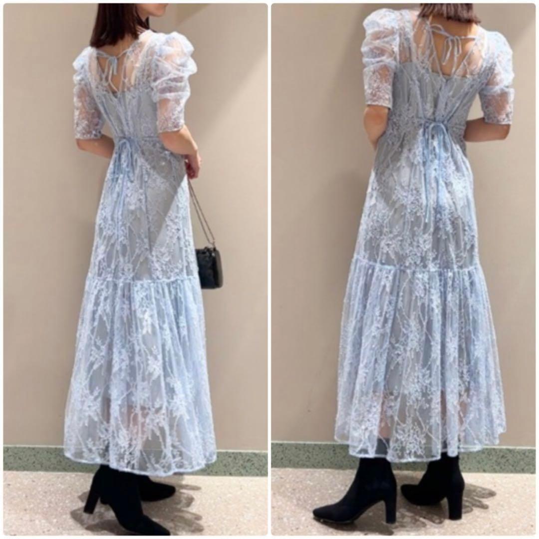 【完売品】SNIDEL パフレース ドレス ワンピース 水色