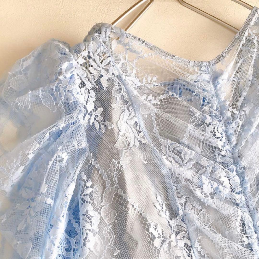 【完売品】SNIDEL パフレース ドレス ワンピース 水色