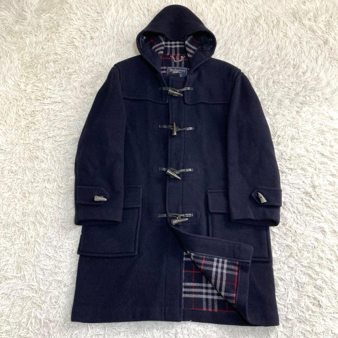 15888✨バーバリー ノバチェック ダッフルコート ウール ネイビー 英国製