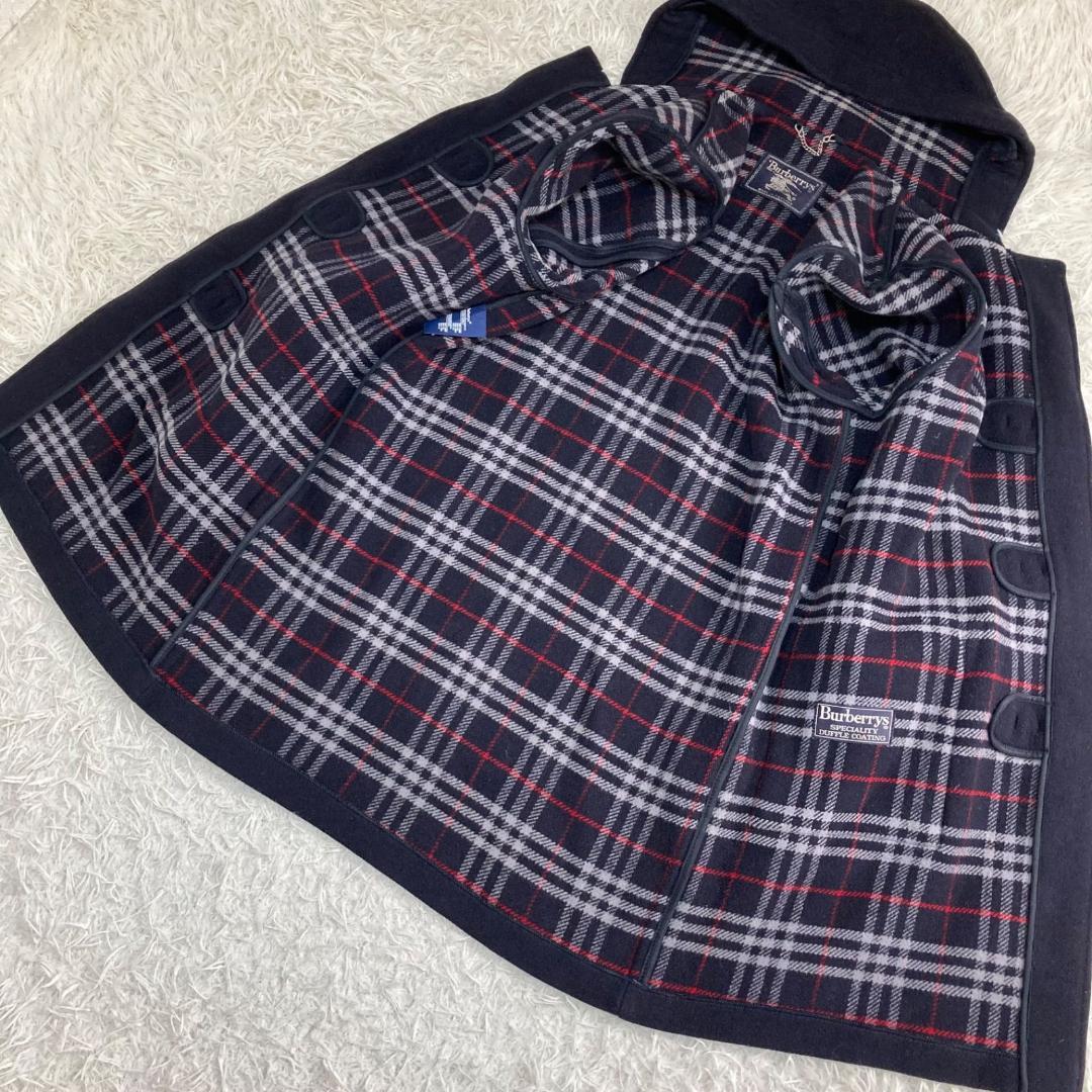 15888✨バーバリー ノバチェック ダッフルコート ウール ネイビー 英国製