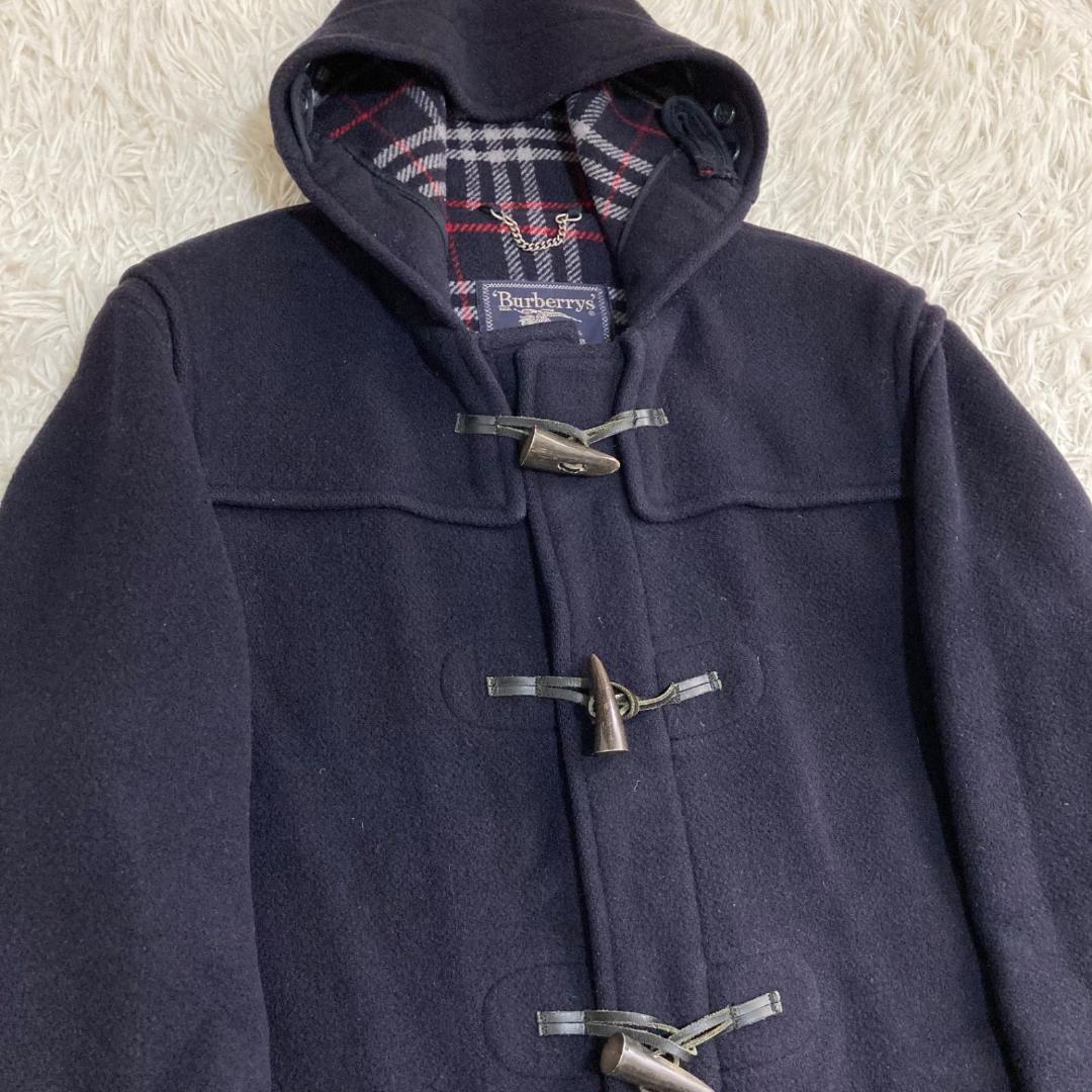 15888✨バーバリー ノバチェック ダッフルコート ウール ネイビー 英国製