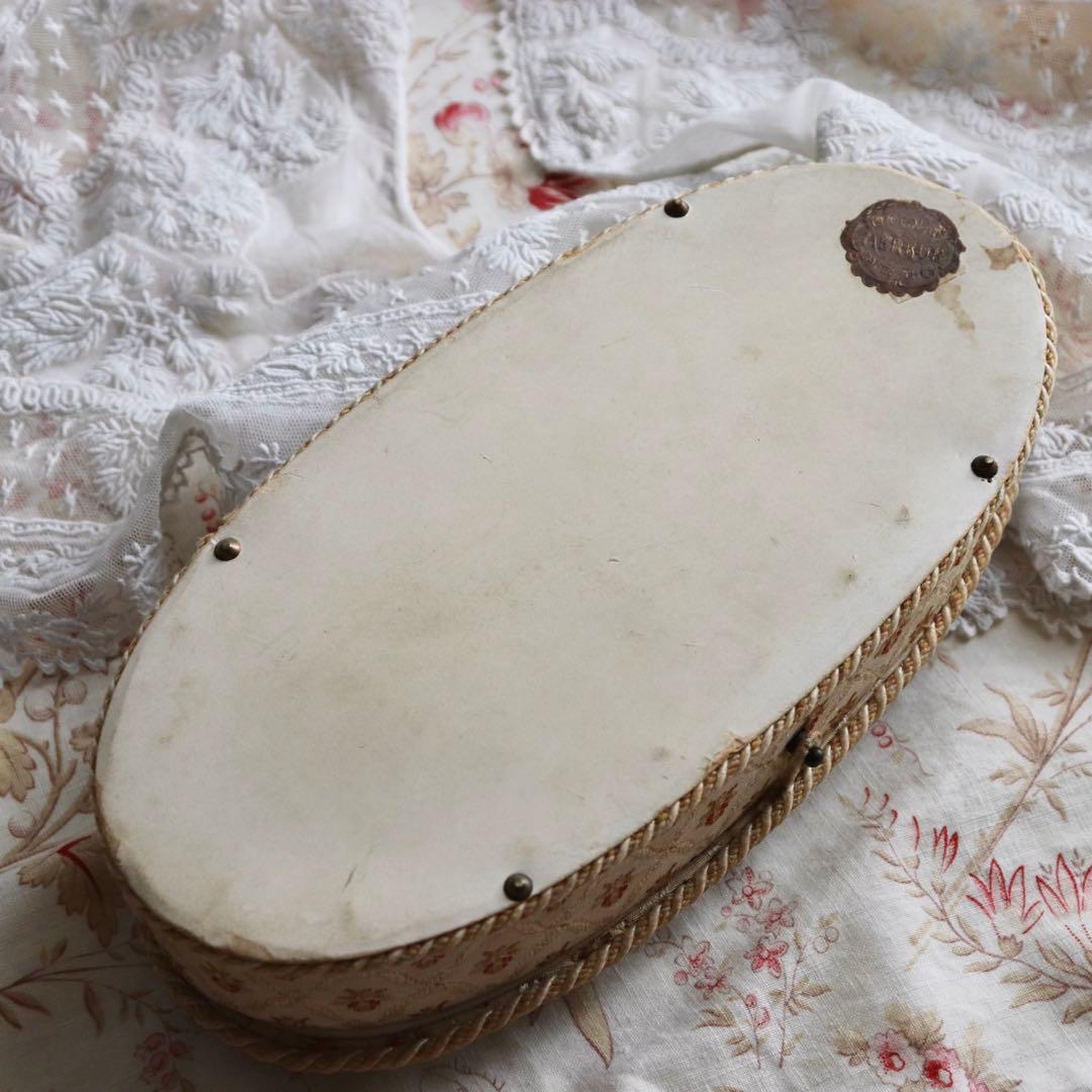 フランスアンティーク　カルトナージュ　小物入れ　ファブリック　ソーイングボックス