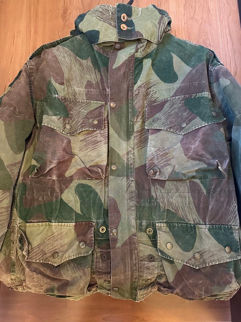 う*ぃ様 【希少！フード付き】50s ベルギー軍ブラッシュストロークカモ 実物