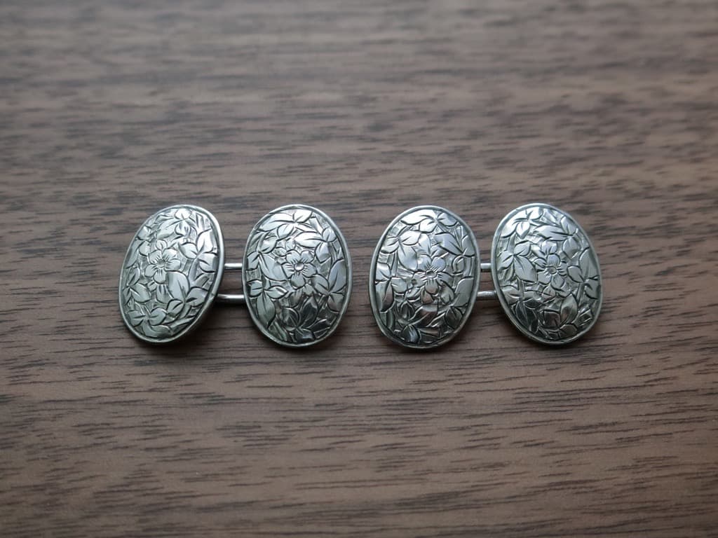 1884年製 アンティーク 純銀製 スターリングシルバー カフリンクス カフス