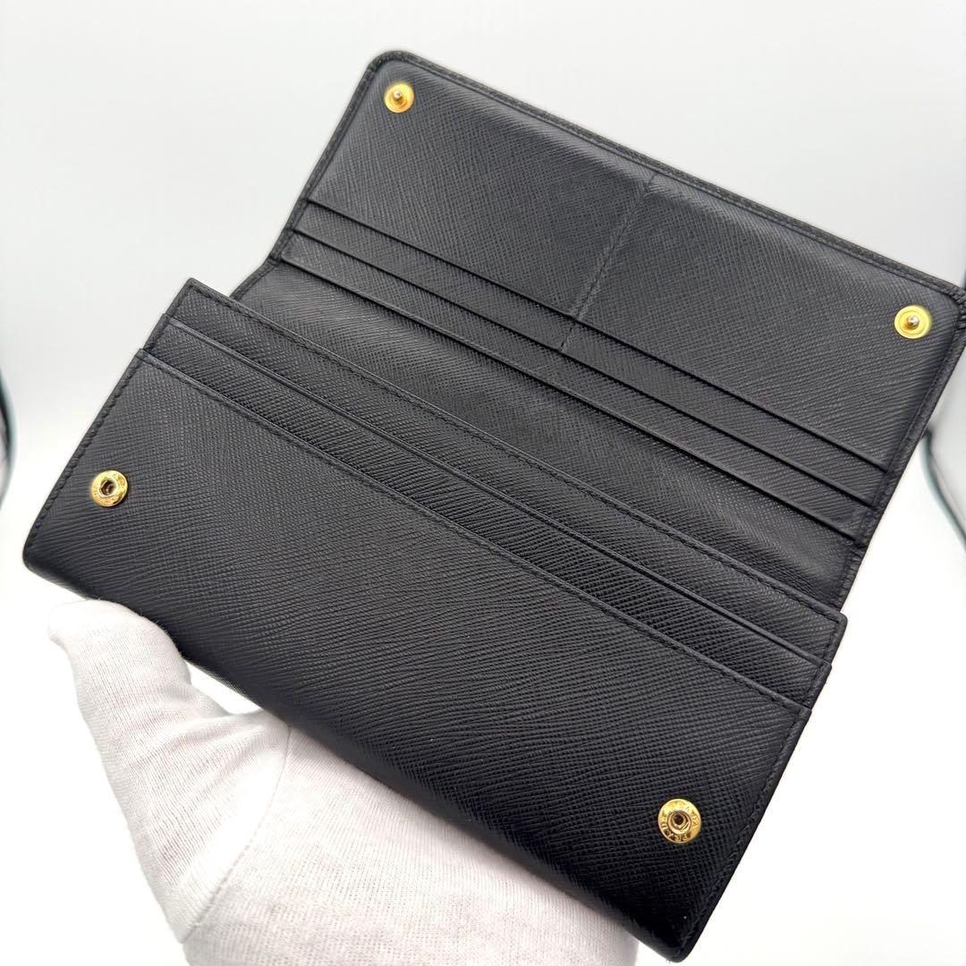美品　Prada プラダ 長財布 サフィアーノレザー ブラック 1MH132