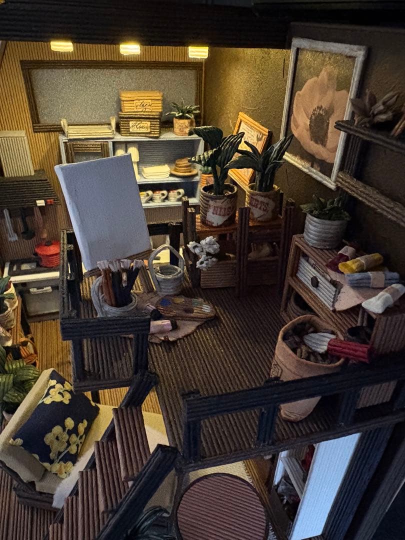 エコクラフト　紙バンド　ミニチュアキッチン（ライトアップ）