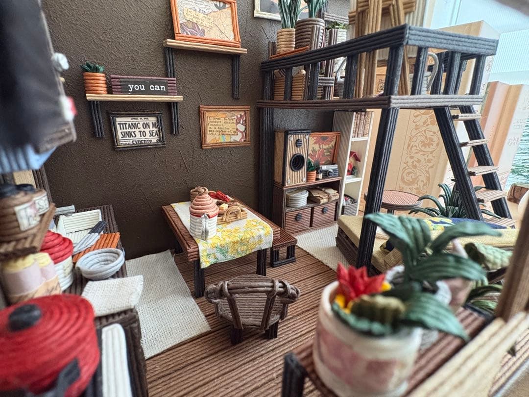 エコクラフト　紙バンド　ミニチュアキッチン（ライトアップ）