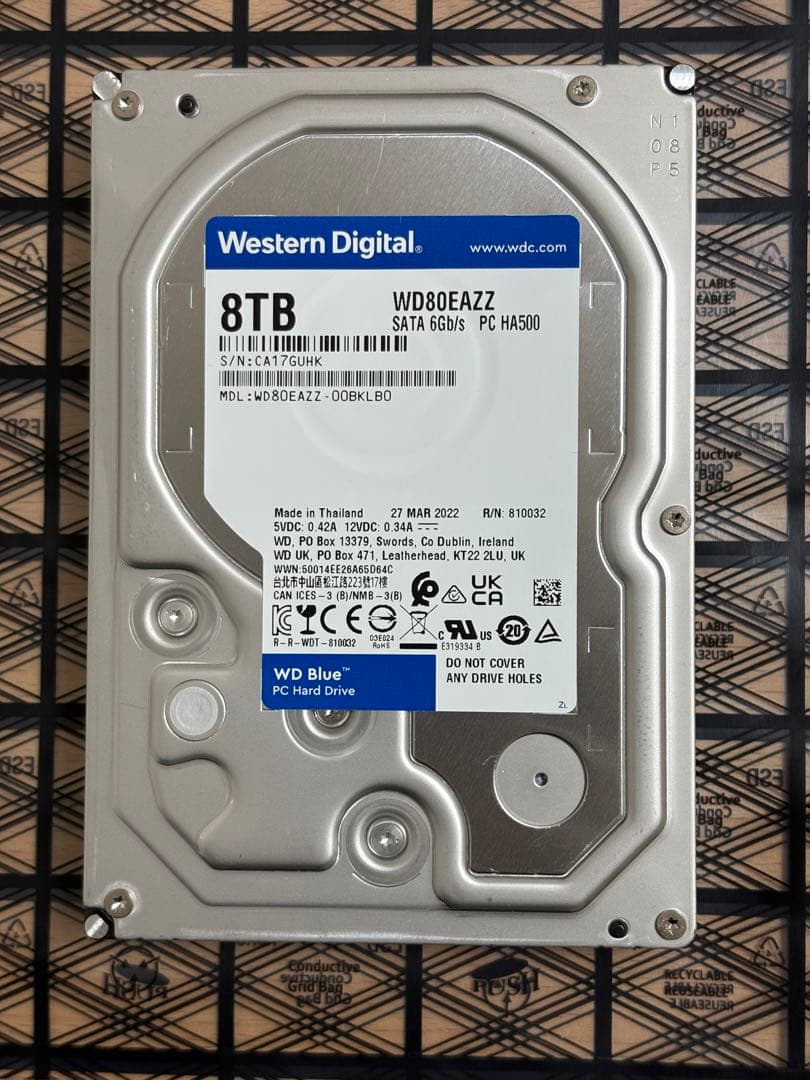 WD80EAZZ 8.0TB 【使用時間206時間】