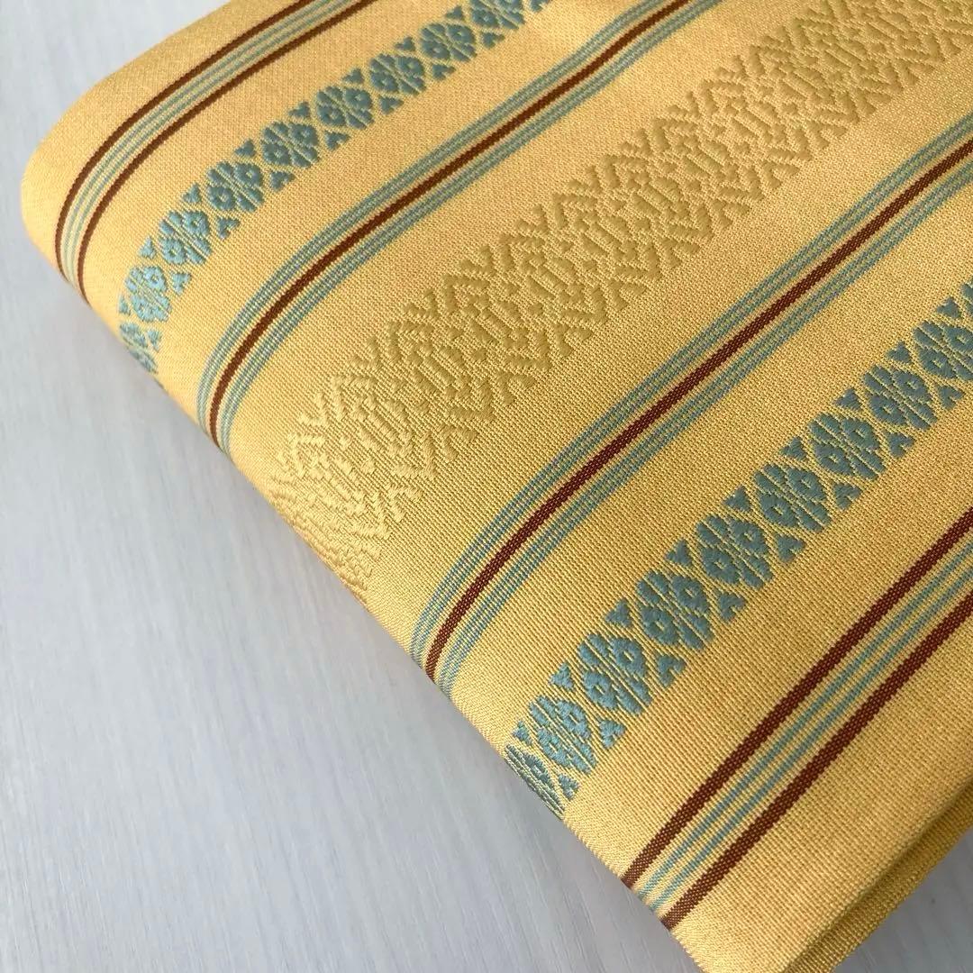 本場筑前博多織　半幅帯　正絹　献上柄　織り出し縞模様　井上絹織物 No.5-22