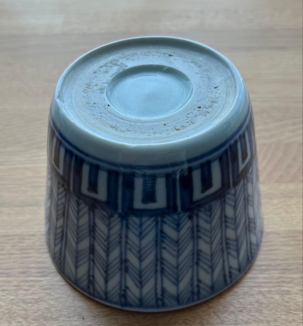 蕎麦猪口　古伊万里　矢羽根　染付　そば猪口　江戸時代　アンティーク　骨董　食器