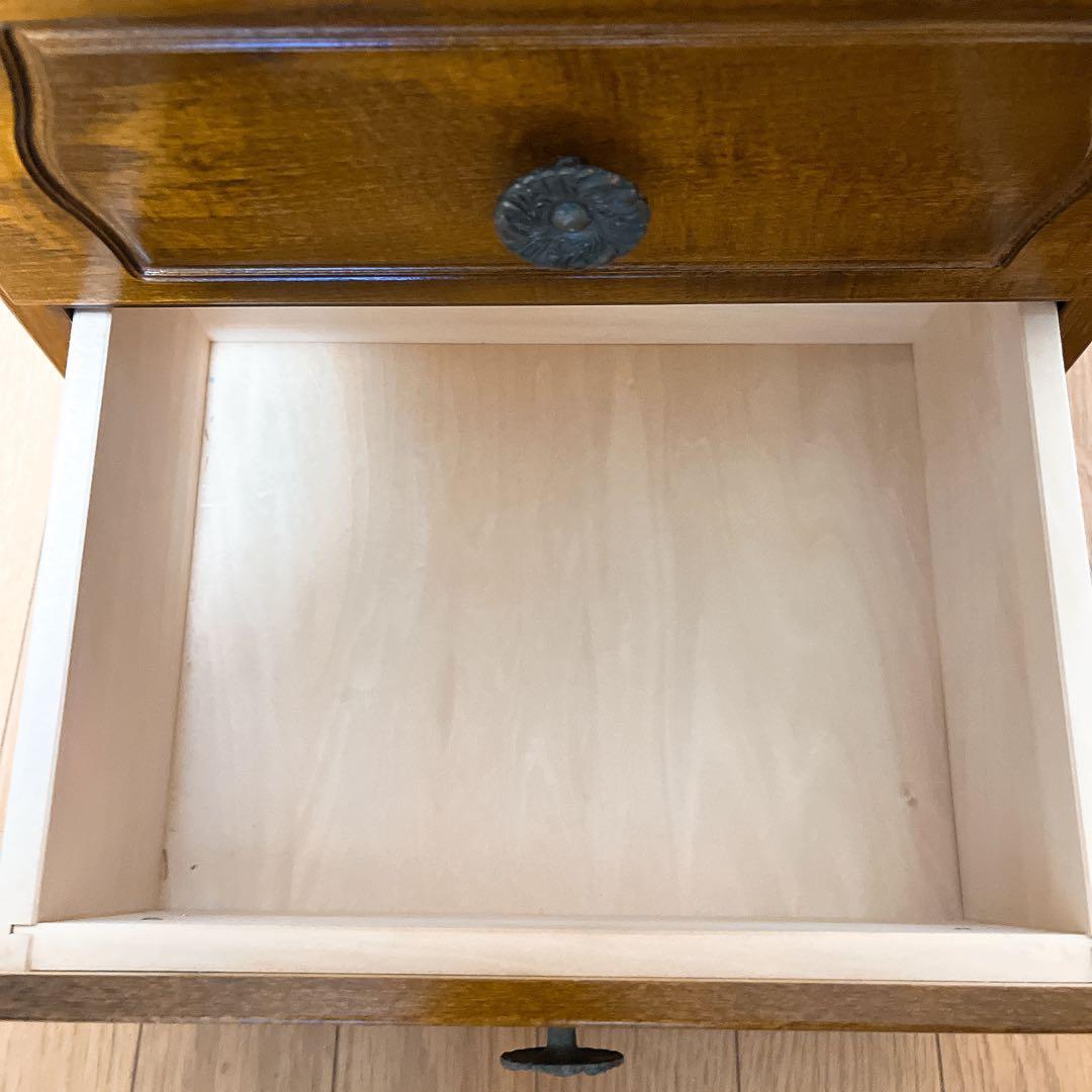 美品　カリモク家具 コロニアル 電話台 引き出し4段 ブナ材 カントリー調