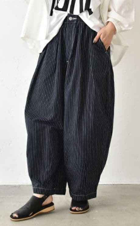 新品　 HARVESTY ハーベスティ ペンシルストライプ サーカスパンツ