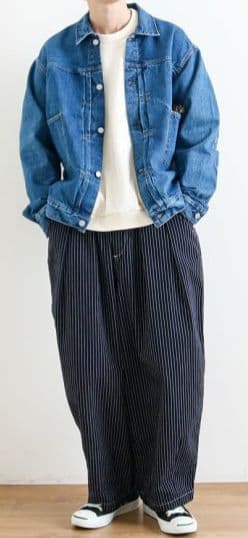 新品　 HARVESTY ハーベスティ ペンシルストライプ サーカスパンツ