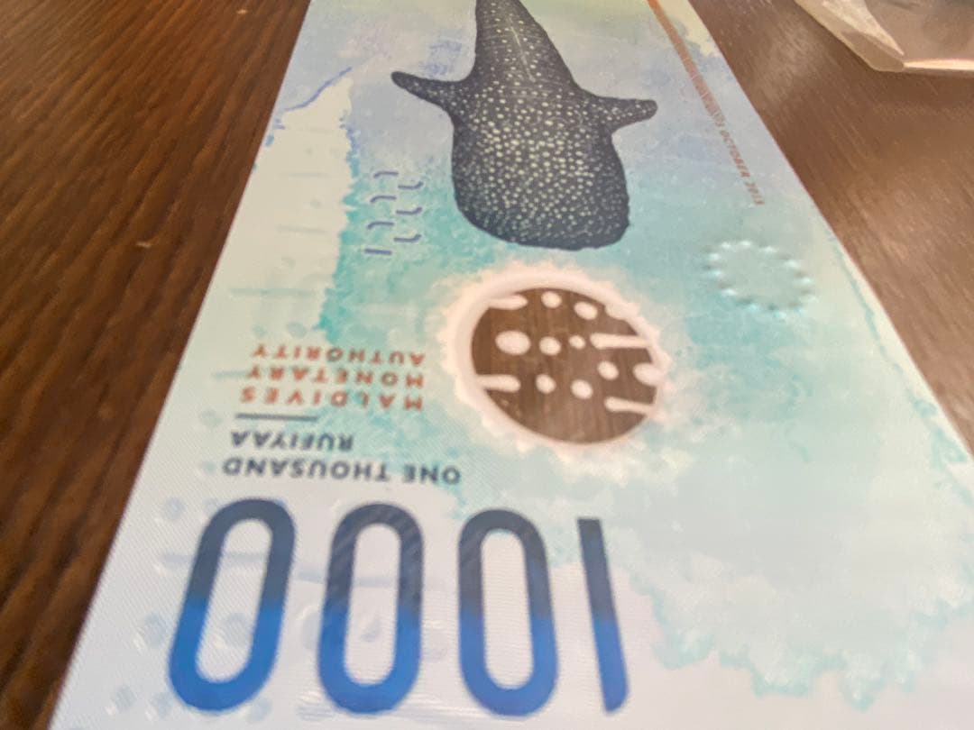 モルディブ紙幣1000ルフィヤ