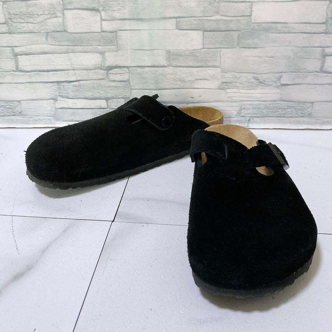 美品 ビルケンシュトック ボストン サボサンダル 26.5 スエード 黒