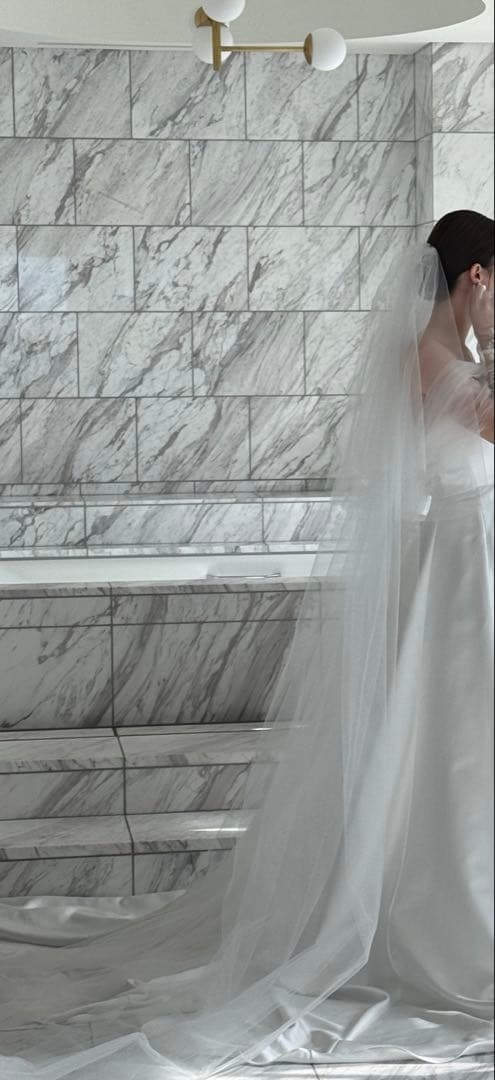 ウェディングヴェール　ロング　ラメチュール