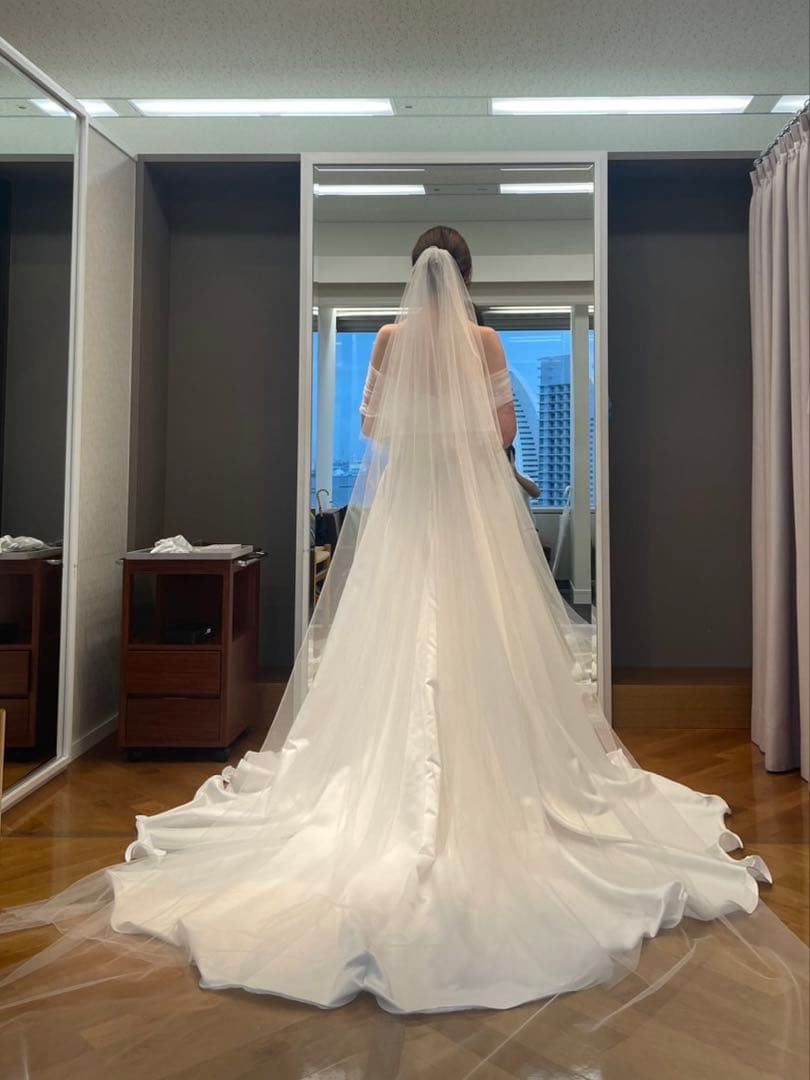 ウェディングヴェール　ロング　ラメチュール