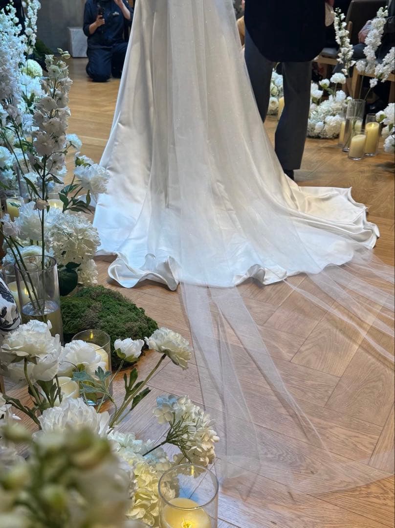 ウェディングヴェール　ロング　ラメチュール