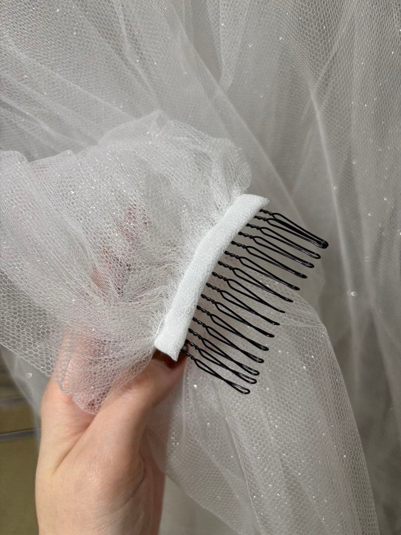 ウェディングヴェール　ロング　ラメチュール