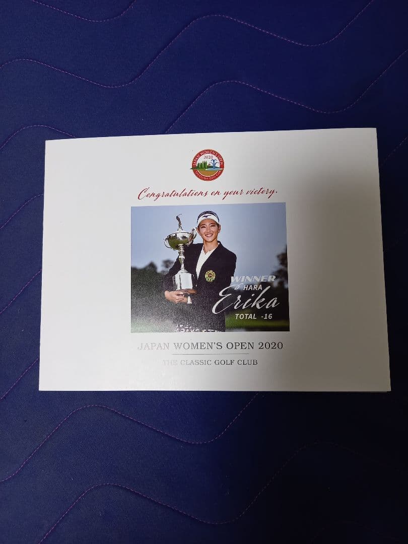 原英莉花プロサイン　優勝2020年日本女子オープンキャップ(JGA)、記念ボール