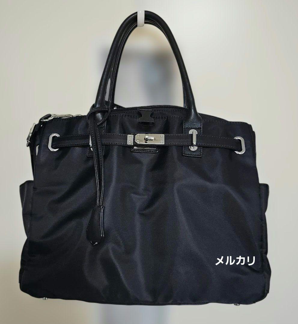 金具付き ナイロン 4way A4 PC収納 キャリーオンバッグ ブラック