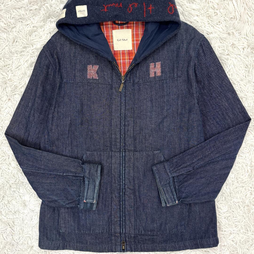 ☆希少☆ カールヘルム　デニムジャケット　L　ニットフード　ロゴ刺繍入り