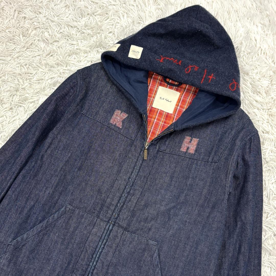 ☆希少☆ カールヘルム　デニムジャケット　L　ニットフード　ロゴ刺繍入り