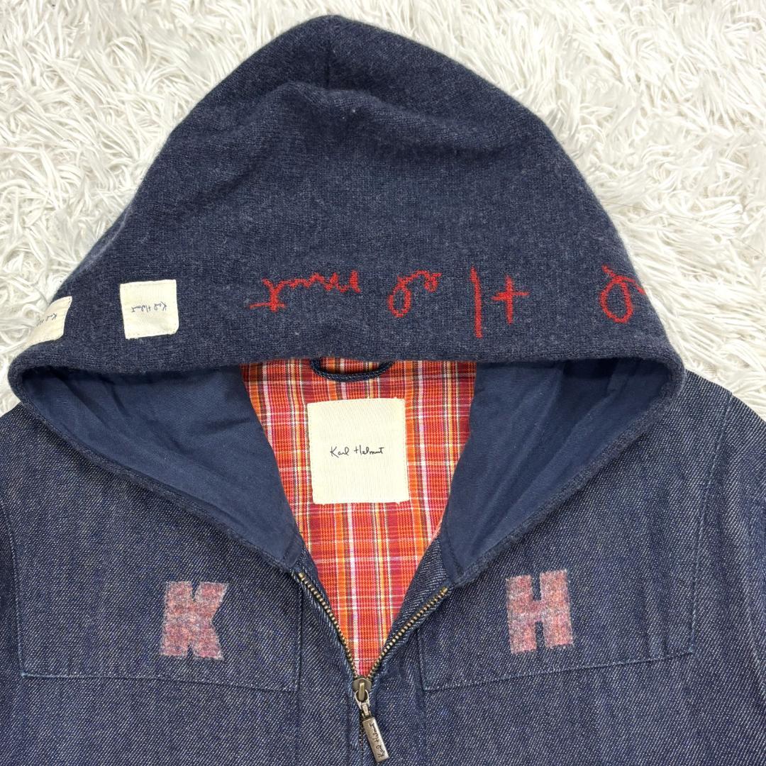 ☆希少☆ カールヘルム　デニムジャケット　L　ニットフード　ロゴ刺繍入り