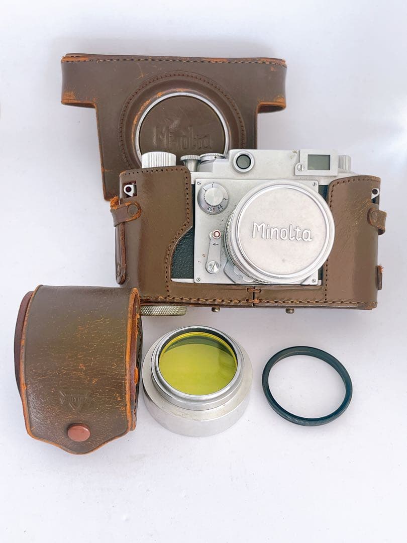 Minolta-35 レンジファインダーカメラ 純正革ケース付 現状品