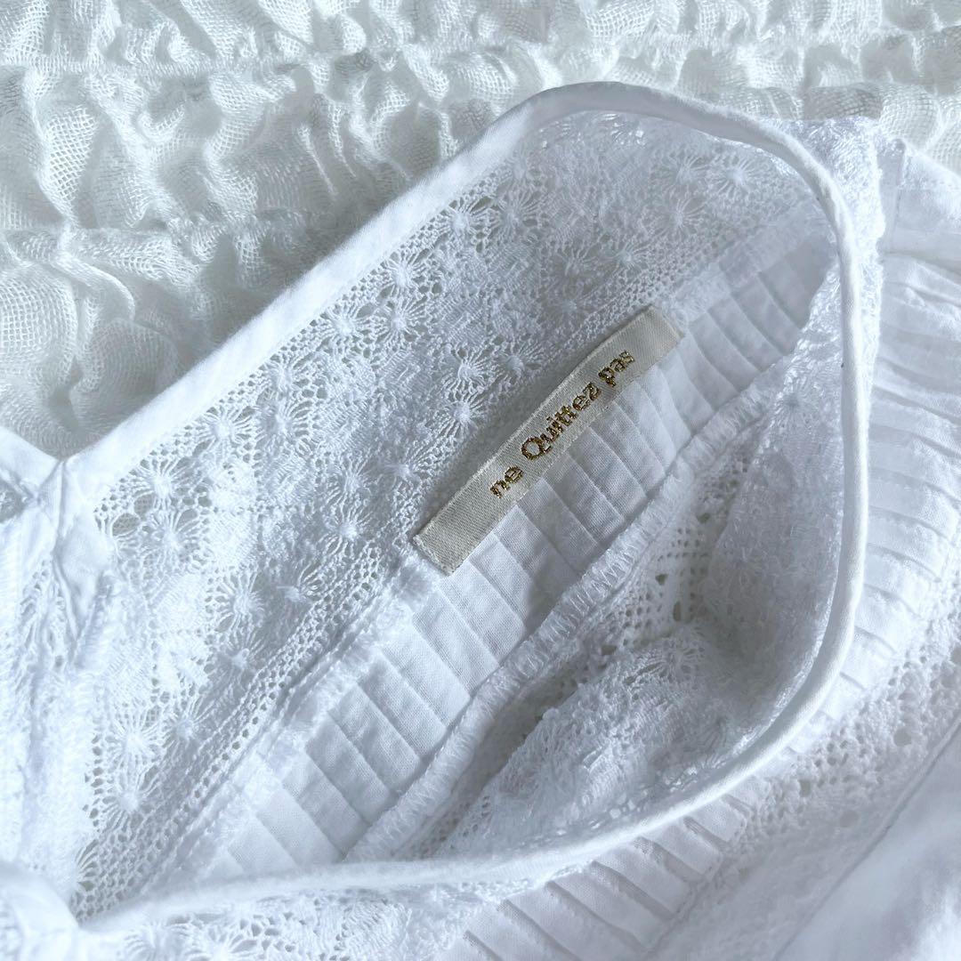 ヌキテパ　コットンボイルレースピンタックドレス インドコットン100%