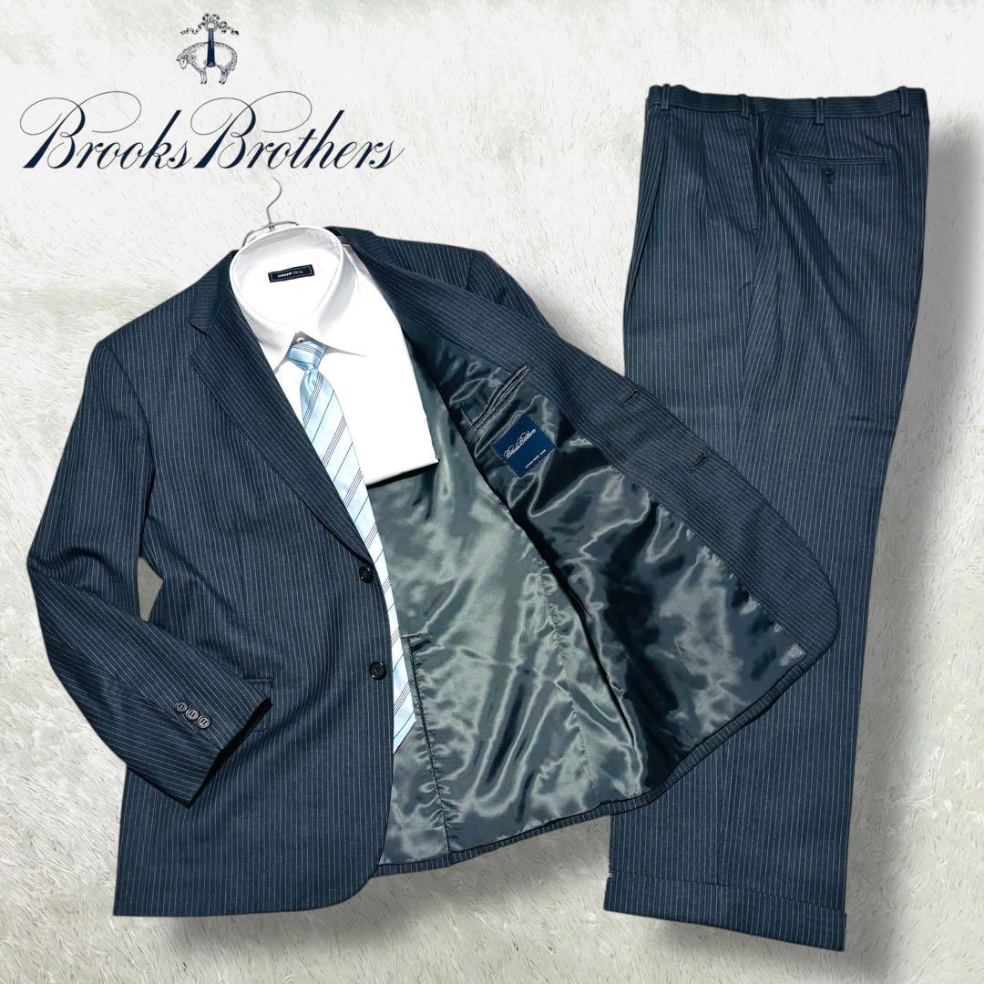 美品 ブルックス ブラザーズ 高級 スーツ ダークグレー ストライプ L相当