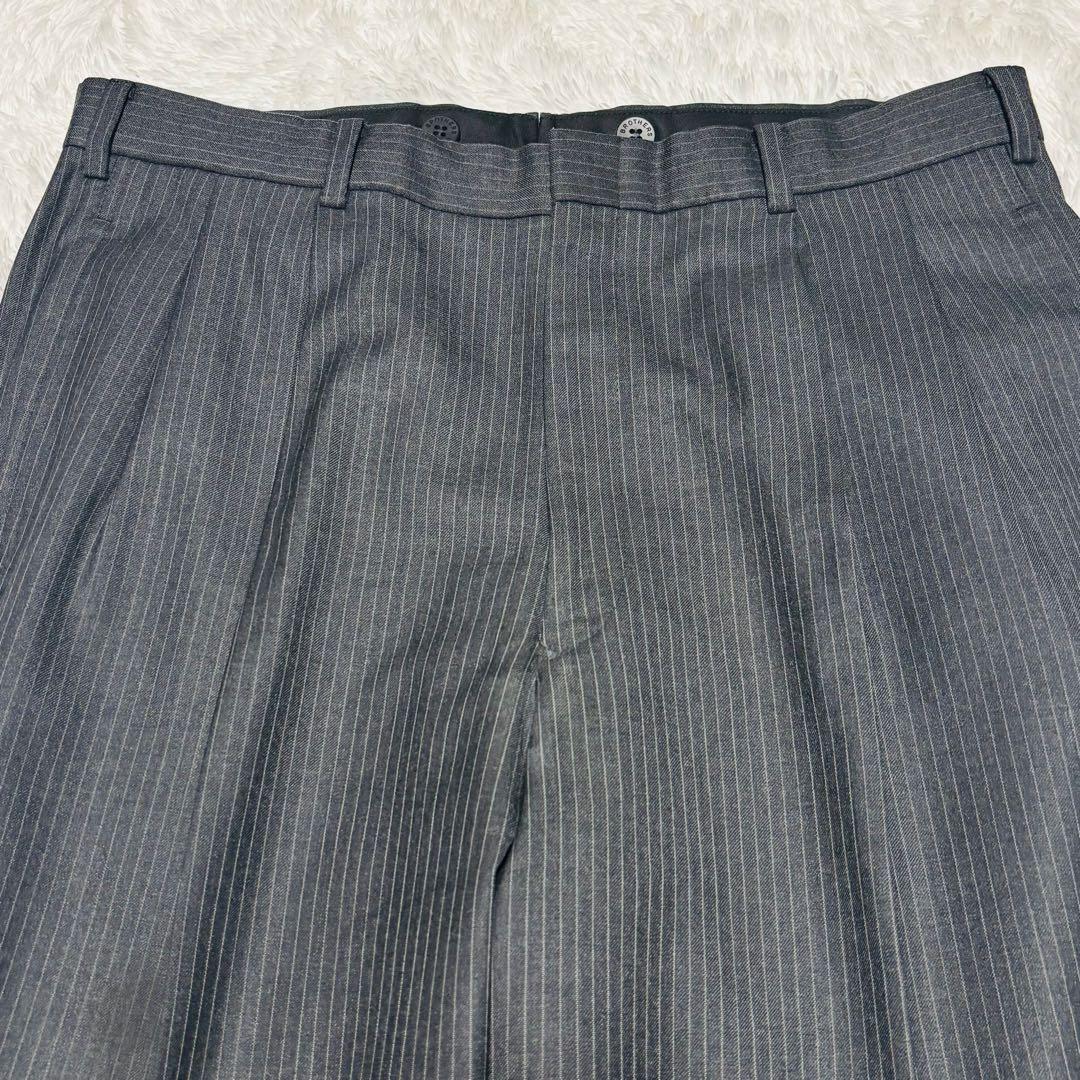 美品 ブルックス ブラザーズ 高級 スーツ ダークグレー ストライプ L相当