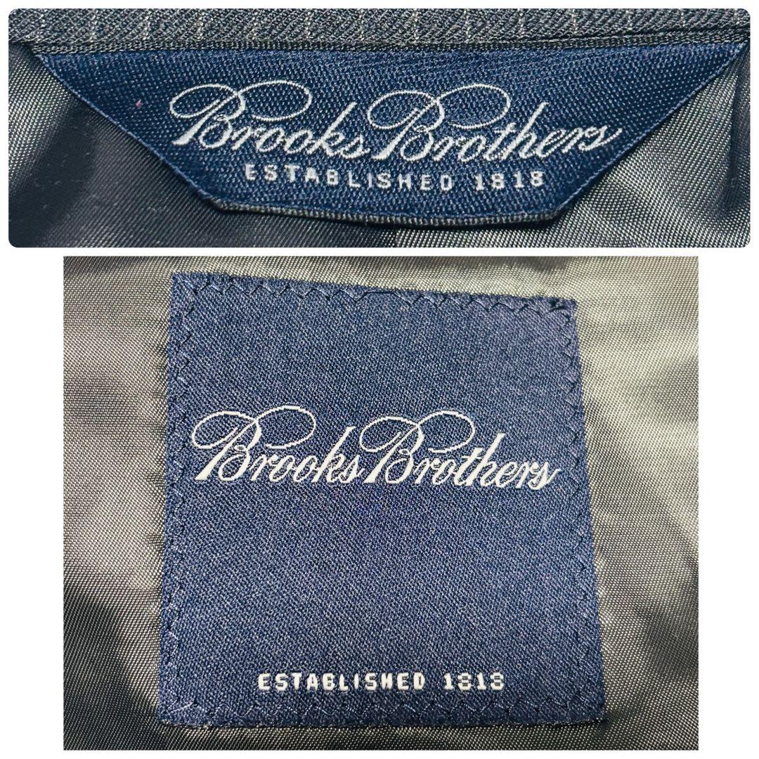 美品 ブルックス ブラザーズ 高級 スーツ ダークグレー ストライプ L相当