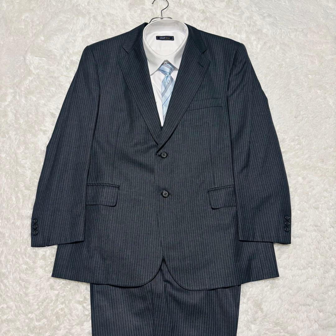 美品 ブルックス ブラザーズ 高級 スーツ ダークグレー ストライプ L相当