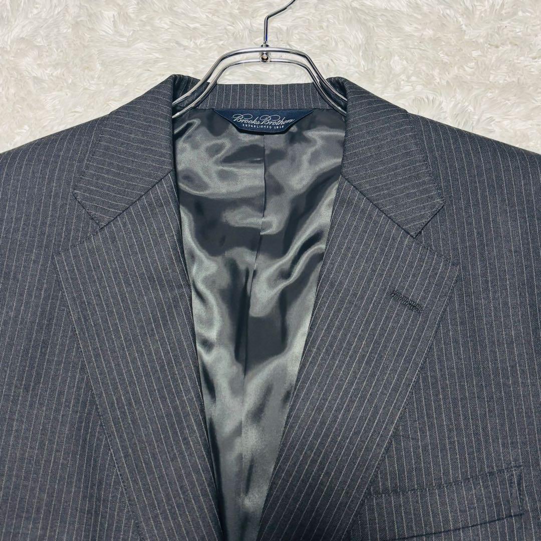 美品 ブルックス ブラザーズ 高級 スーツ ダークグレー ストライプ L相当