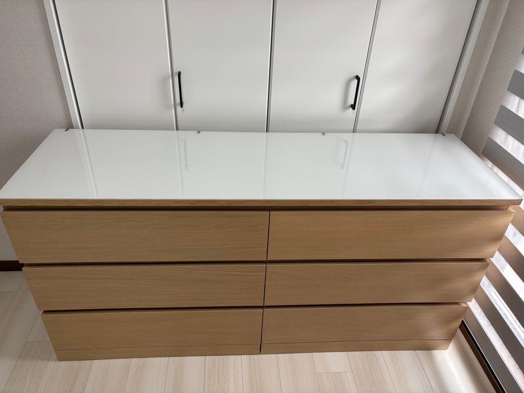IKEA MALM マルム チェスト ガラストップ付き