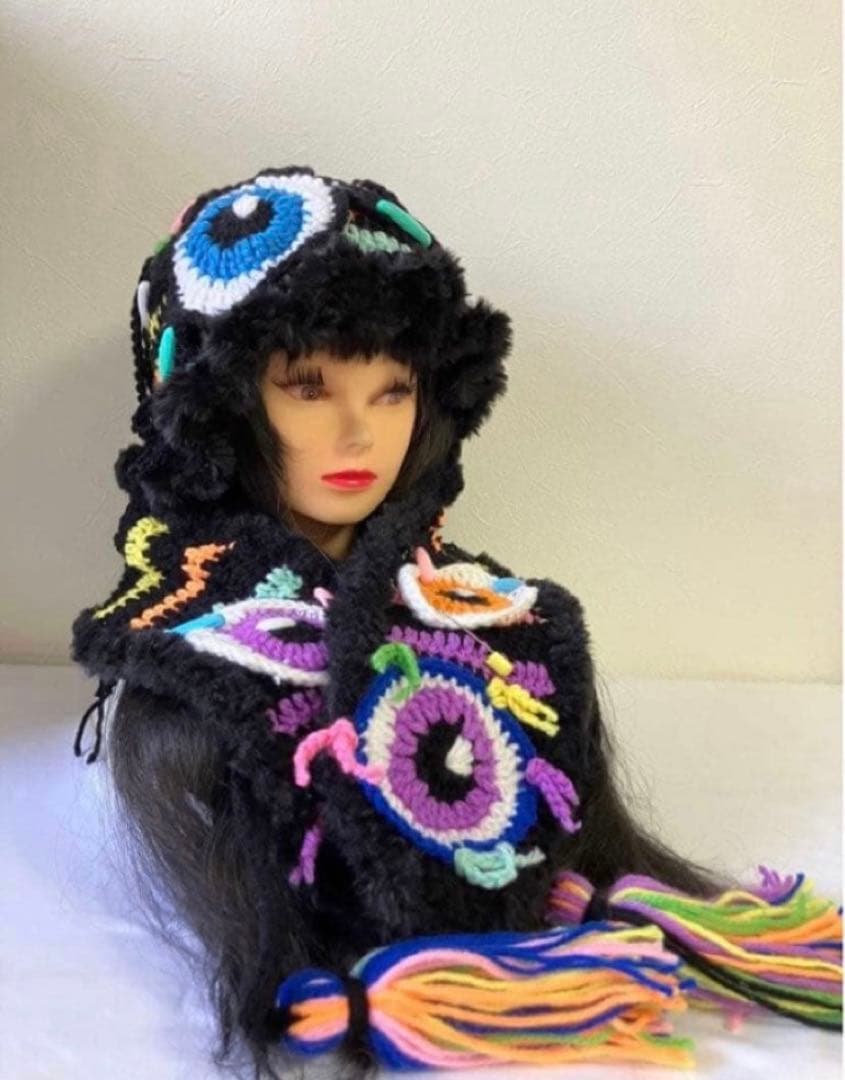 うさ耳ニット帽　ネコ耳ニット帽　ボンネット　地雷　量産型　手編み帽子　原宿系　☺︎