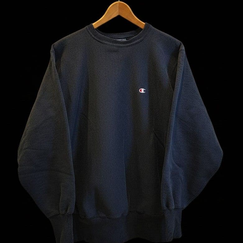か*様 90s Champion リバースウィーブ 目あり XL 刺繍タグ 紺