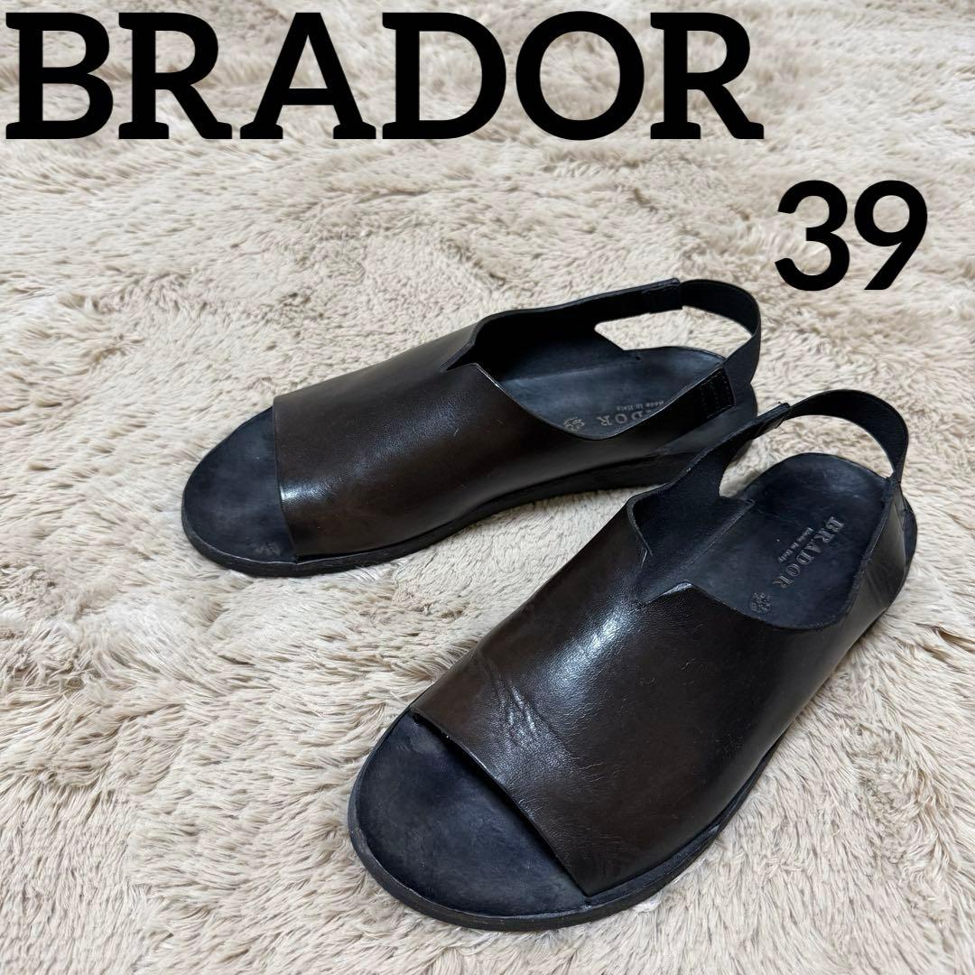 BRADOR ブラドール ダークブラウン レザー サンダル 39 イタリア