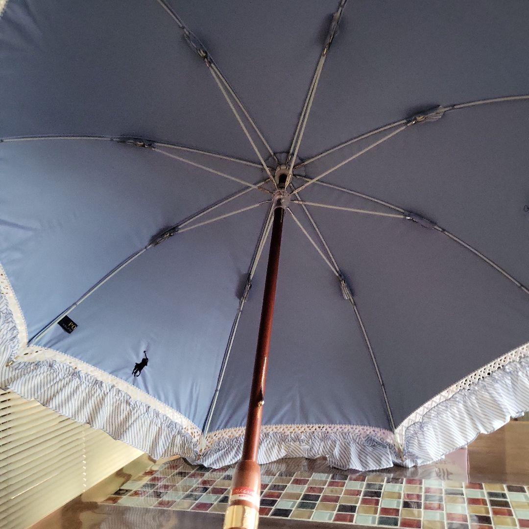 RALPH LAURENストライプ柄 晴雨兼用傘 ロゴ刺繍付き