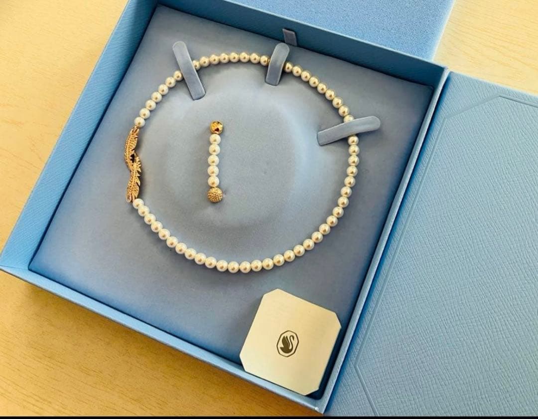 スワロフスキー Nice ネックレス フェザー ローズゴールド