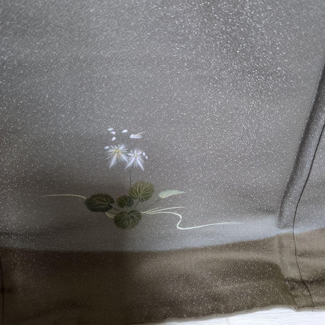 たま 未使用に近　正絹着物スミレりんどう花　袋帯 作家セット物