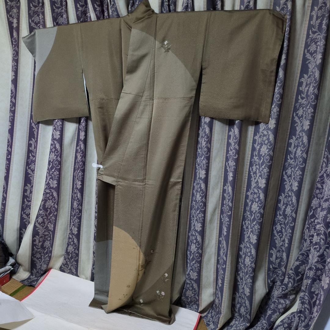 たま 未使用に近　正絹着物スミレりんどう花　袋帯 作家セット物