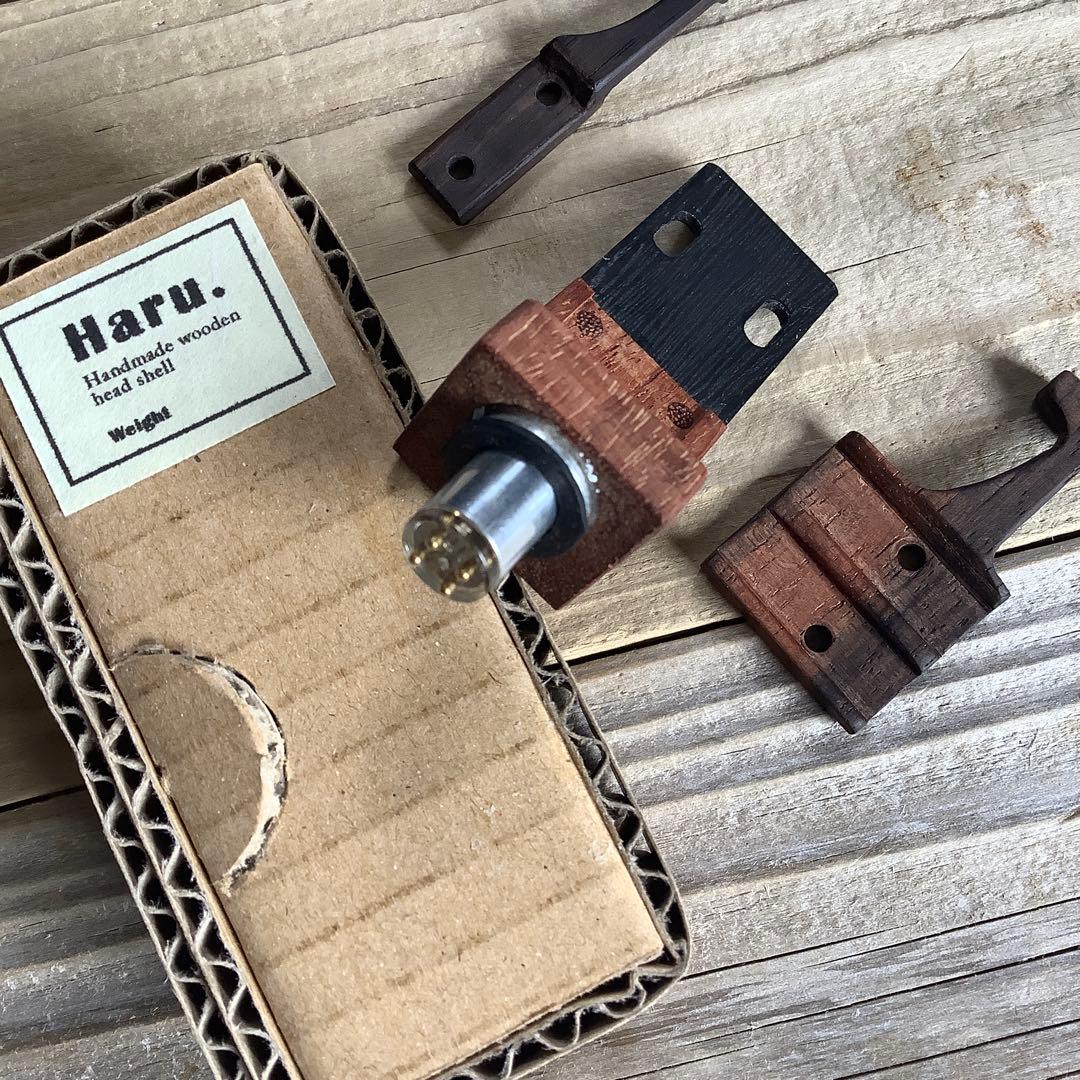 レコード関連機器、備長炭➕紫檀のヘッドシェル、黒檀の指掛け2本(約9g)