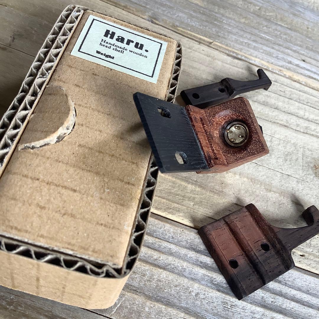 レコード関連機器、備長炭➕紫檀のヘッドシェル、黒檀の指掛け2本(約9g)