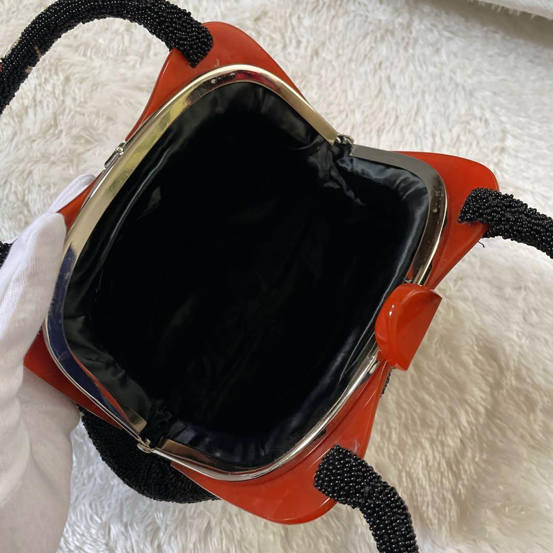 【人気！美品】 ビーズバッグ　手刺繍　総柄　花柄　総ビーズバッグ　和装　がま口