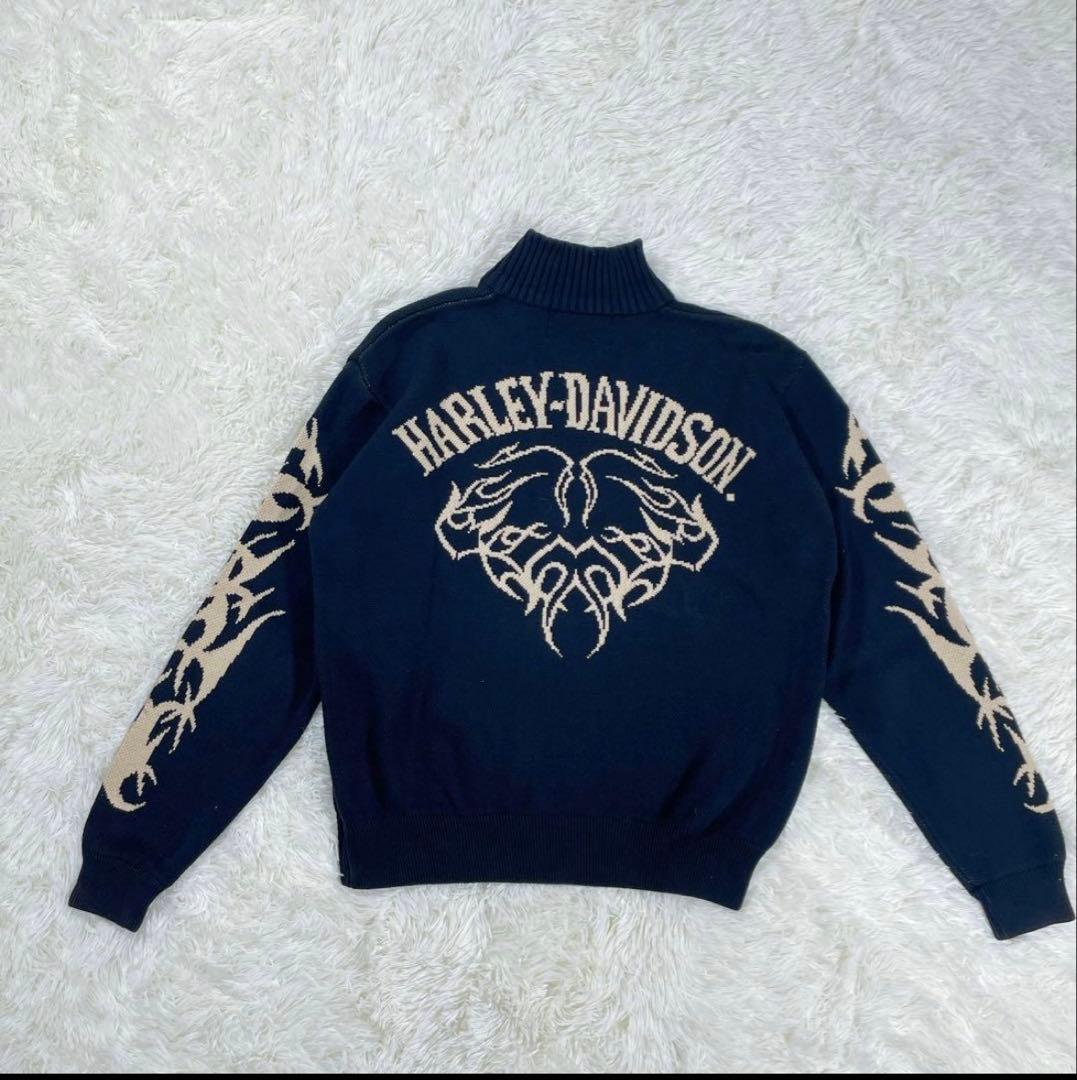 ハーレーダビッドソン　コットン　セーター　ビッグロゴ　Ｌサイズ　古着