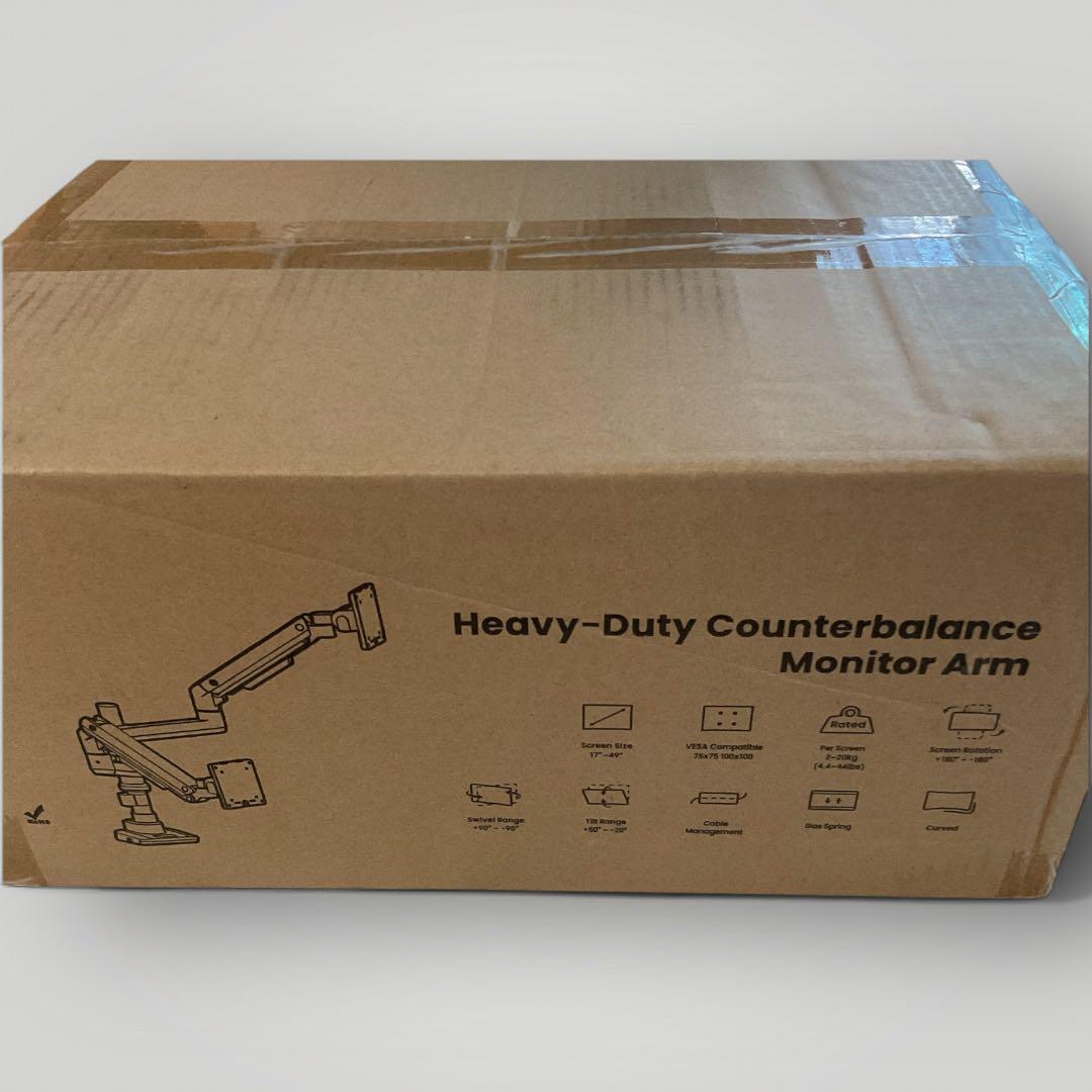 【訳あり】モニターアーム デュアル 2画面 17～49インチ ガススプリング 白