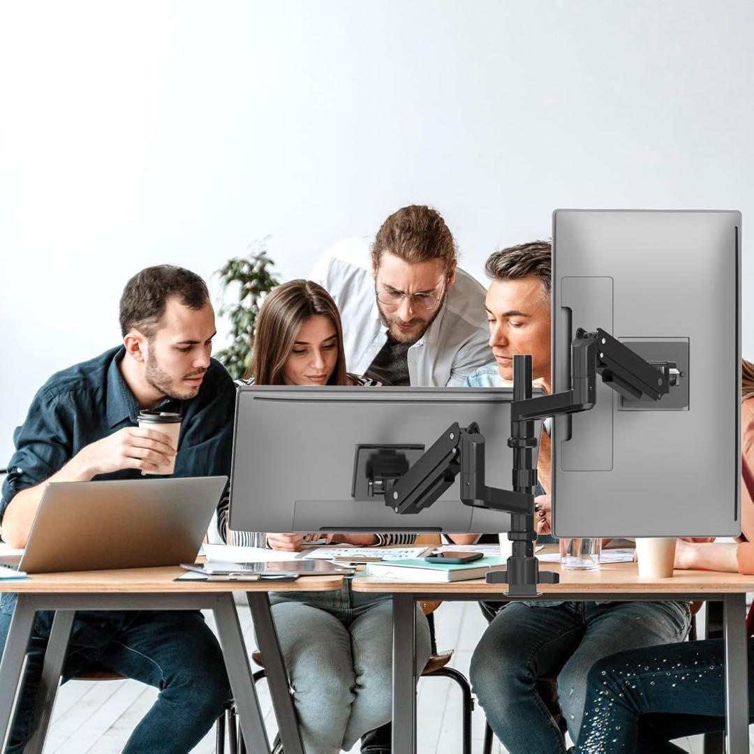 【訳あり】モニターアーム デュアル 2画面 17～49インチ ガススプリング 白